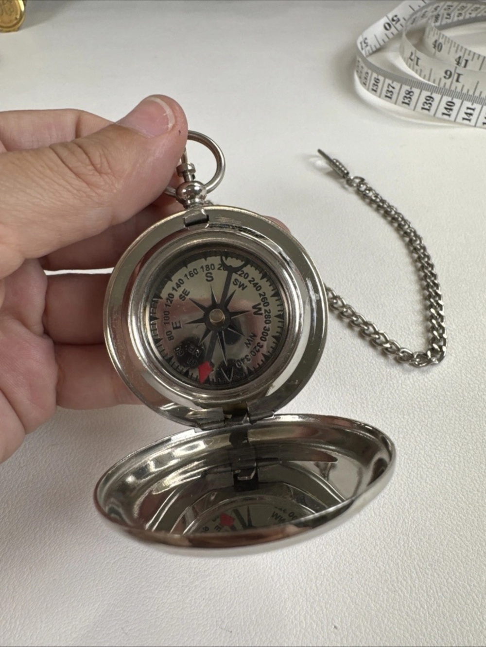 Nautical Vintage Compass Brass Military Pocket Compass With Lid Silver